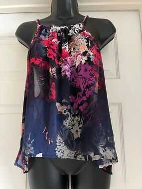 Hang Ten Navy Floral Halter Skirt with Pink & Cream Accents